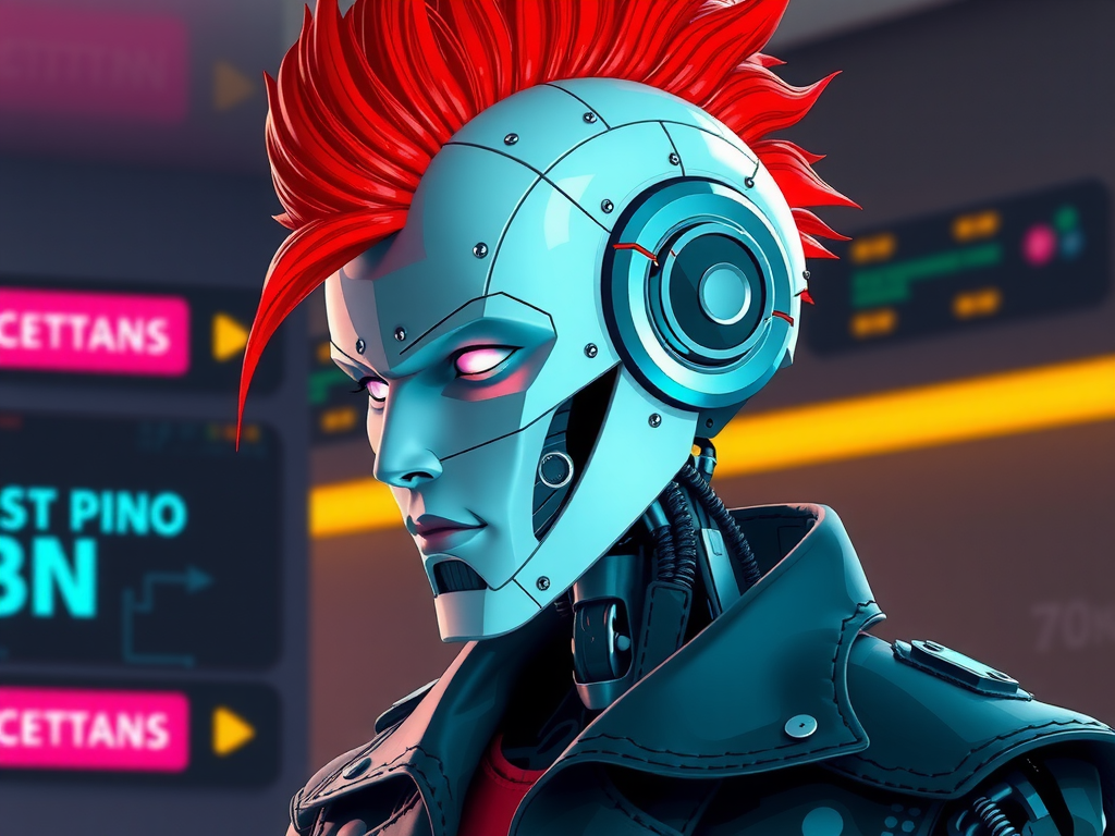 Robot punk trabajando con instalación y configuración