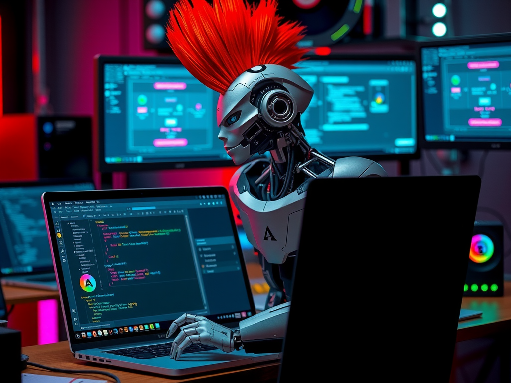 Robot punk configurando Docker Compose Setup Home Assistant n8n Ollama IA local 2025