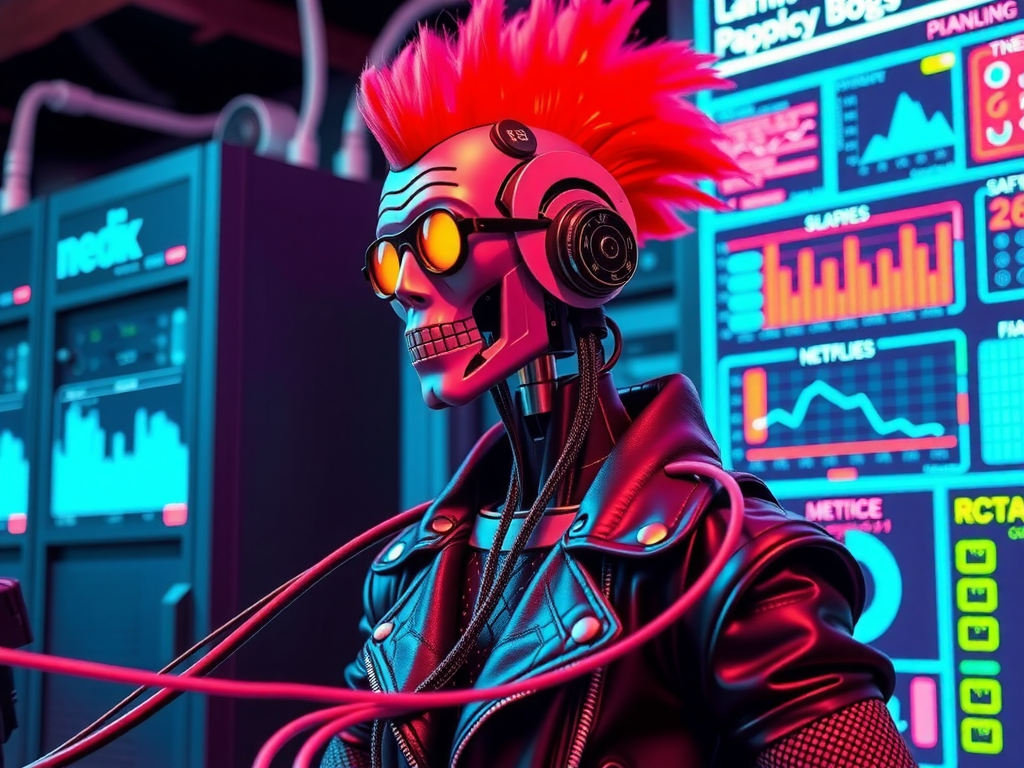 Robot punk comparando arquitecturas Mosquitto MQTT edge y cloud 2025